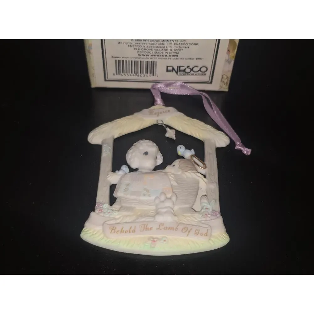 Precious Moments Lamb Looking At Manger Ornament 544051 Nativity Enesco